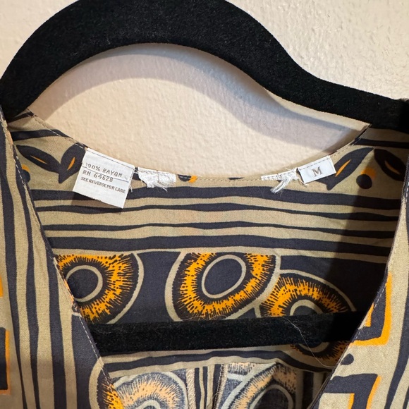 Vintage Tribal Geometric Bomber Jacket with Button Details, Partial Elastic Band - Picture 3 of 7